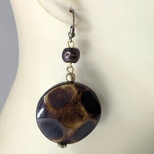 Wood Inspired Round Drop Earrings